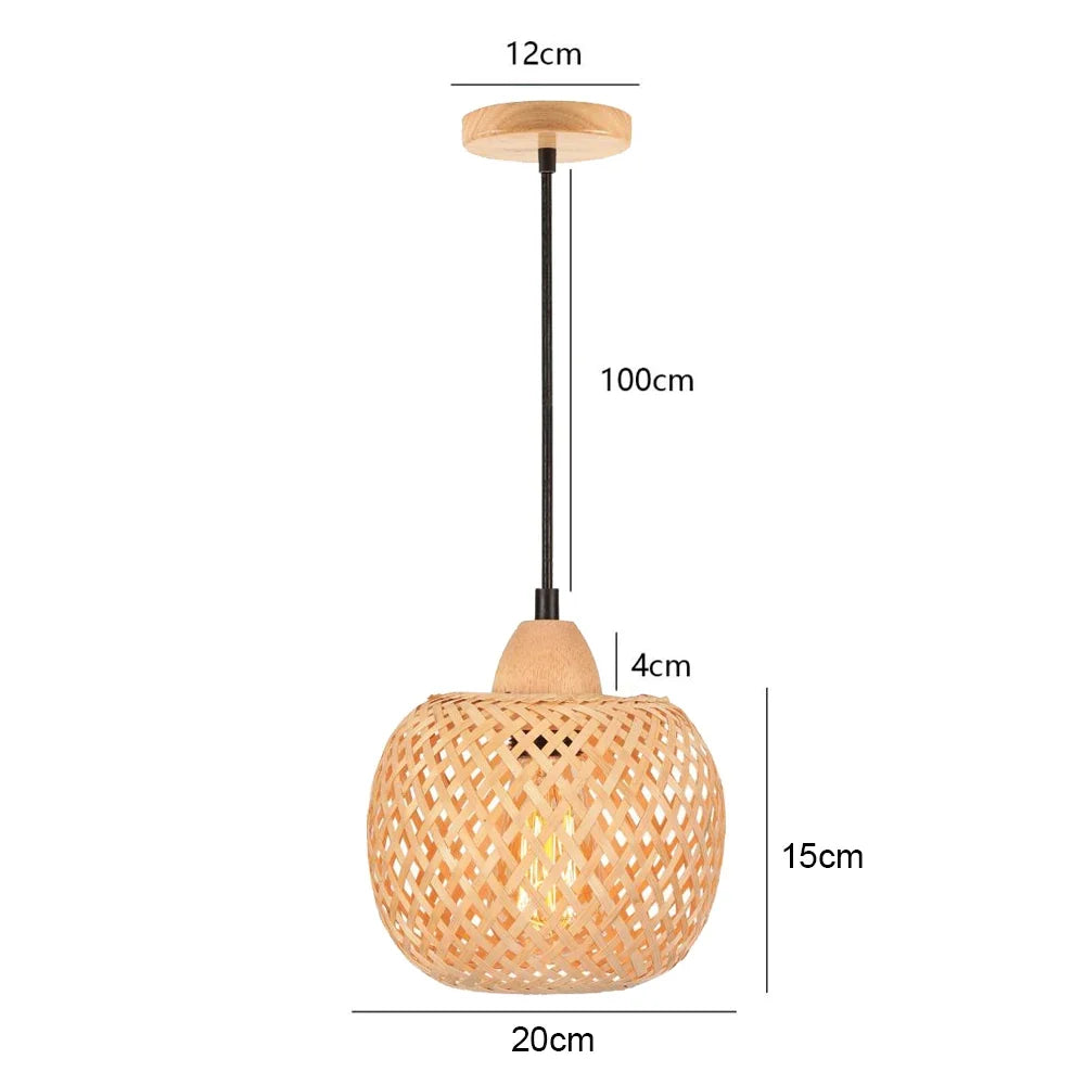lustre tissé à la main en bambou avec led intégrée