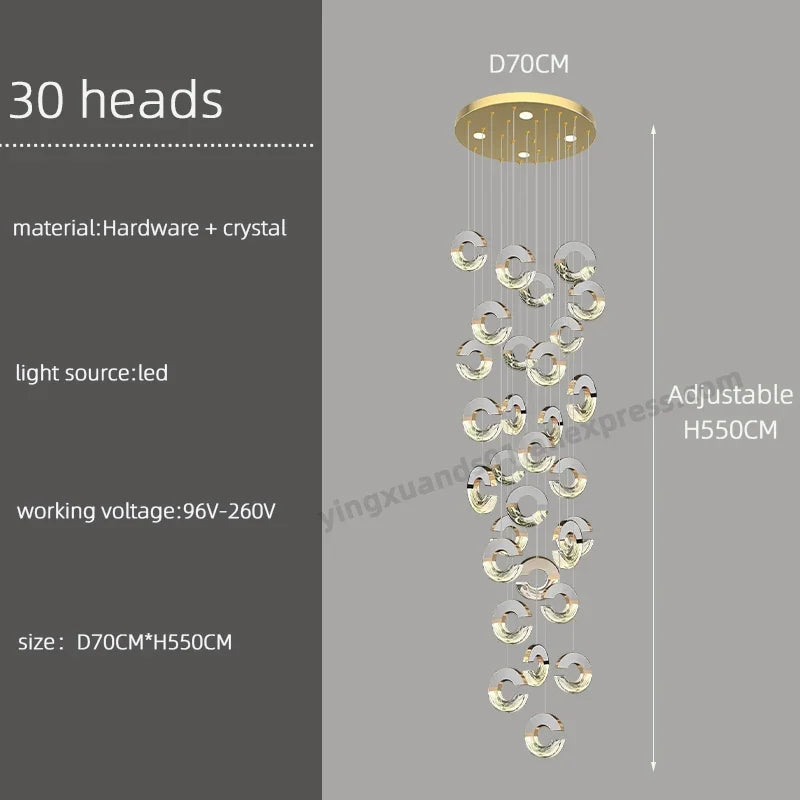 lustre moderne en cristal design loft pour éclairage minimaliste