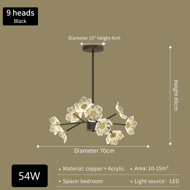 lustre moderne en fleurs pour décoration intérieure élégante