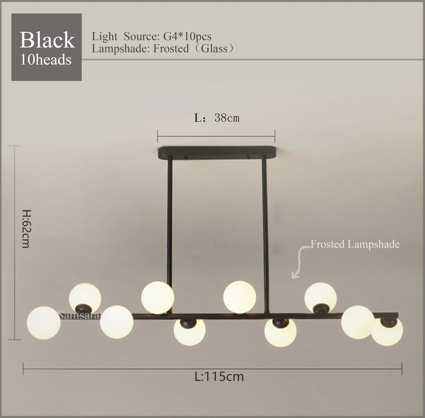 2024Modern LED Chandelier Black and Gold Long Glass Ball Chandeliers for Living Room Dinning Room Lustre,Samsarah Lighting
