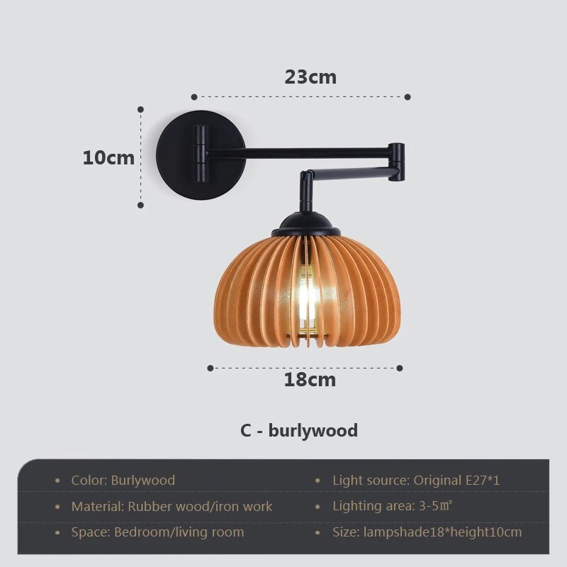 Applique murale bois réglable moderne minimaliste rondins