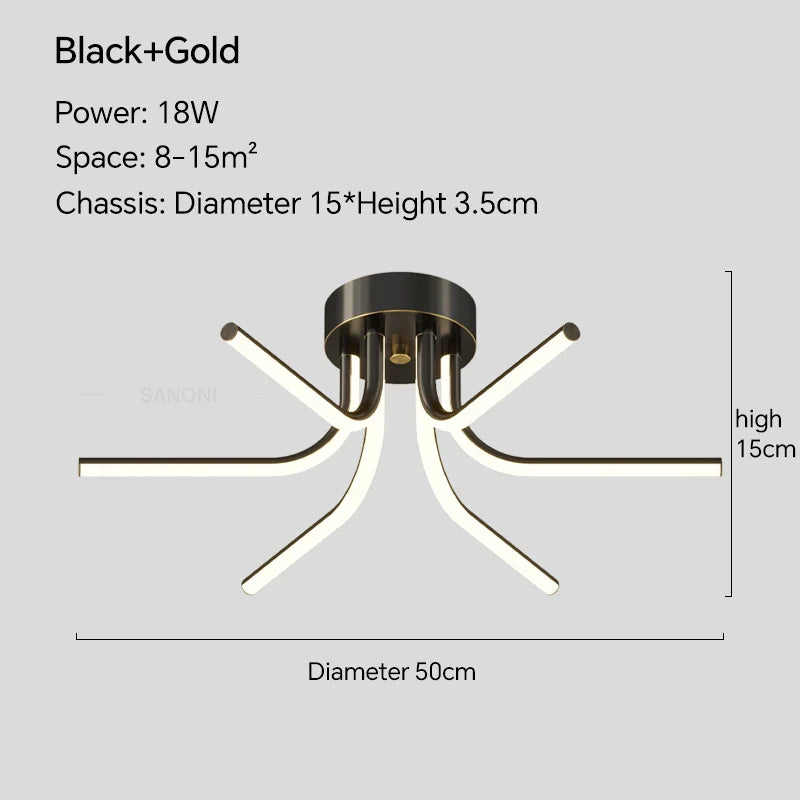 Plafonnier LED en cuivre au design moderne