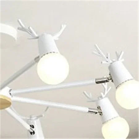lustre led en fer et bois forme cerf pour décoration intérieure