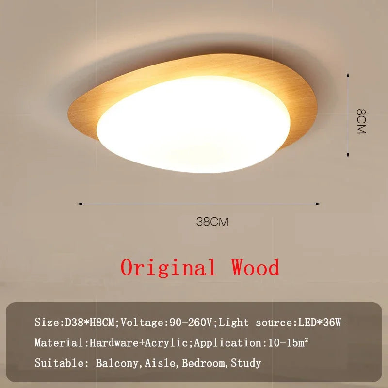 plafonnier led en bois nordique acrylique avec galets noyer