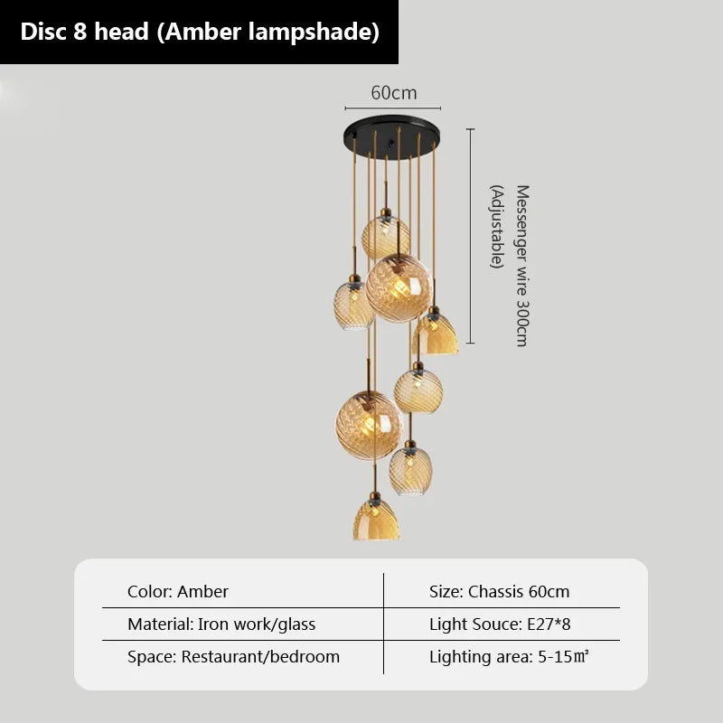 suspension en verre moderne pour éclairage décoratif intérieur