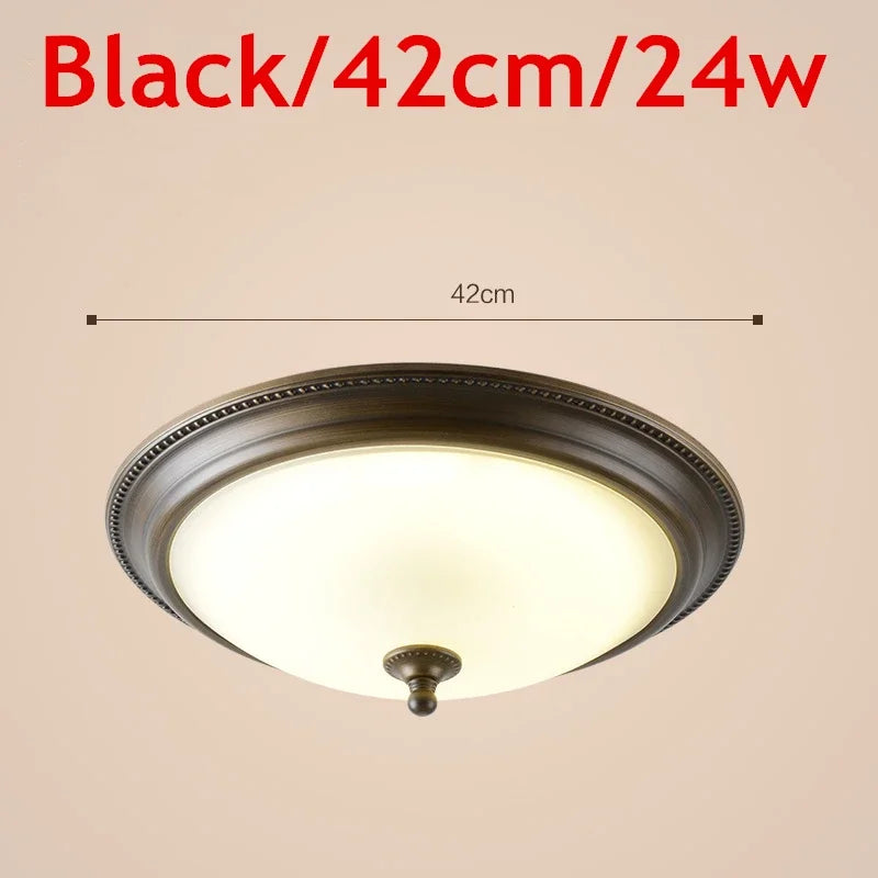 Plafonnier rond or/noir/Bronze plafonnier verre dépoli pour couloir salon cuisine LED lumineuse éclairage 110/220V