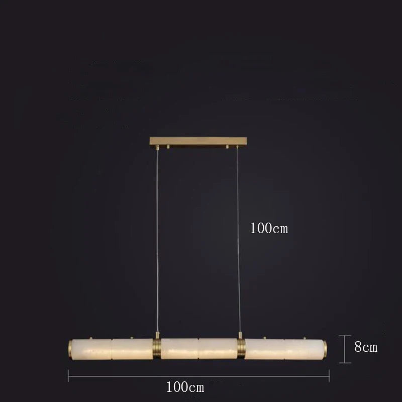 Lumière moderne luxe plein cuivre marbre LED lustre intérieur salon salle à manger bar étude un éclairage en zigzag