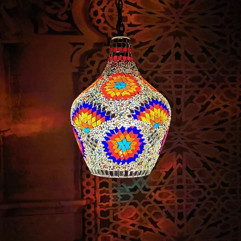 lustre en vase d'art bohème pour décoration intérieure artisanale