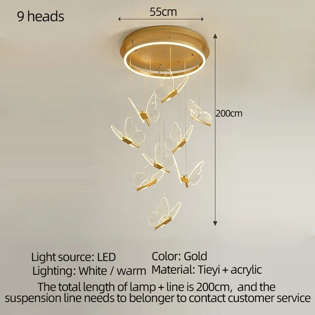 lustre papillon led suspension acrylique maison déco