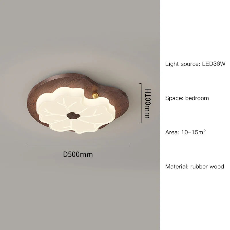 lustre moderne imitation bois en forme de feuille d'arbre créatif