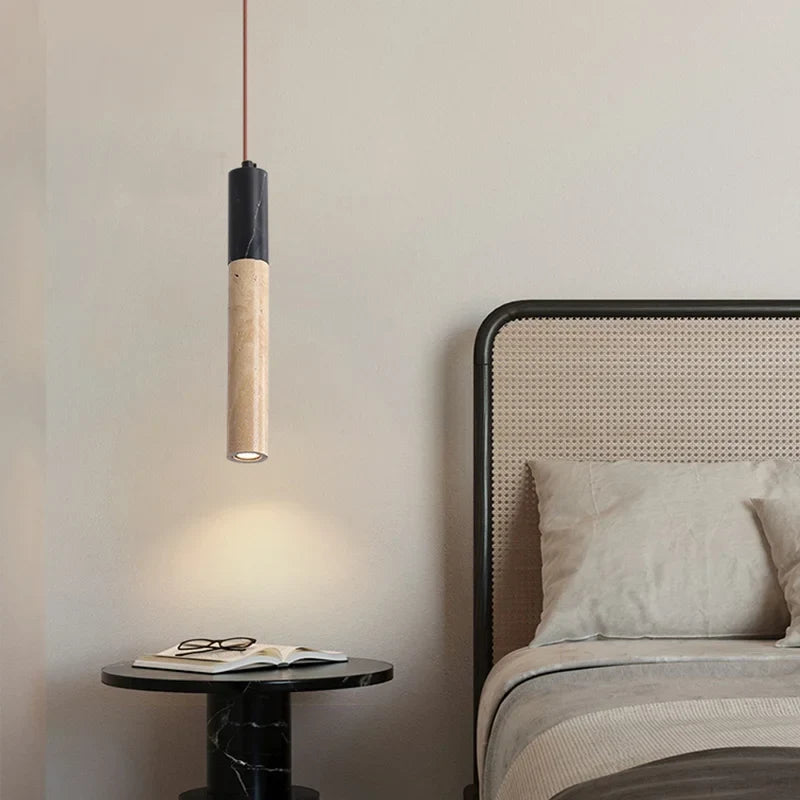 suspension vintage en pierre naturelle avec abat-jour cloche