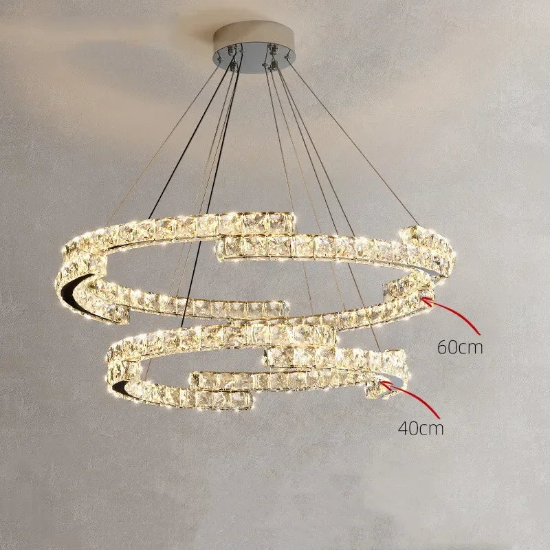 lustre led en cristal design luxe pour décoration intérieure