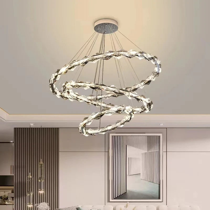 lustre moderne en cristal pour ambiance élégante et minimaliste