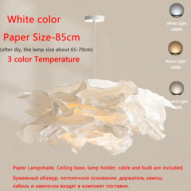 lustre minimaliste en papier led pour éclairage intérieur bricolage
