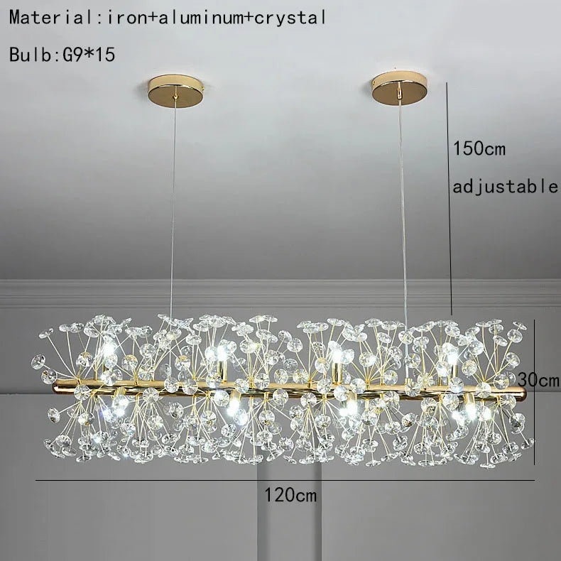 lustre rond à led en cristal pissenlit décoration élégante et lumineuse