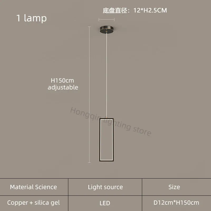 lustre moderne en cuivre avec éclairage LED design élégant