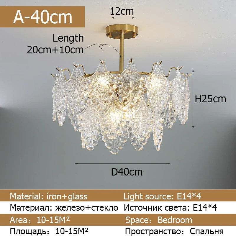lustre moderne en verre 2023 feuilles gouttelette éclairage suspendu
