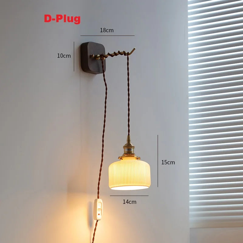 applique murale led moderne en bois de noyer nordique wabi-sabi