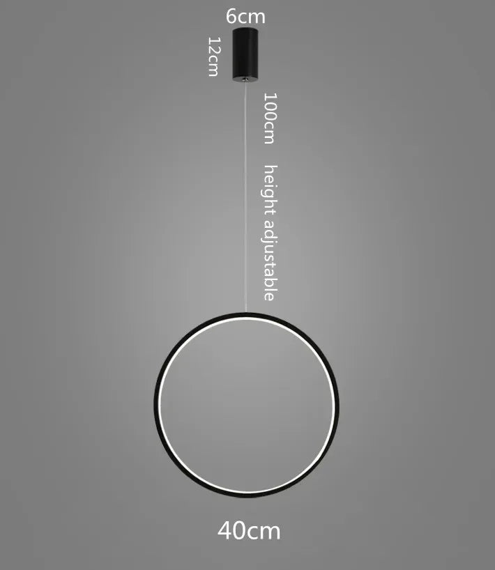 Suspension LED minimalistes lumière anneau rond cercle lustre maison pour salon éclairage intérieur lustre noir luminaires