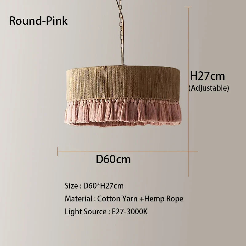 Suspension Vintage à franges en tissu ficelle