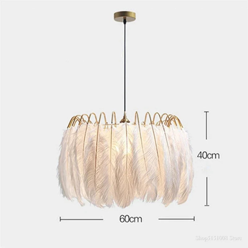 plafonnier décoration en plumes d'autruche simplicité nordique
