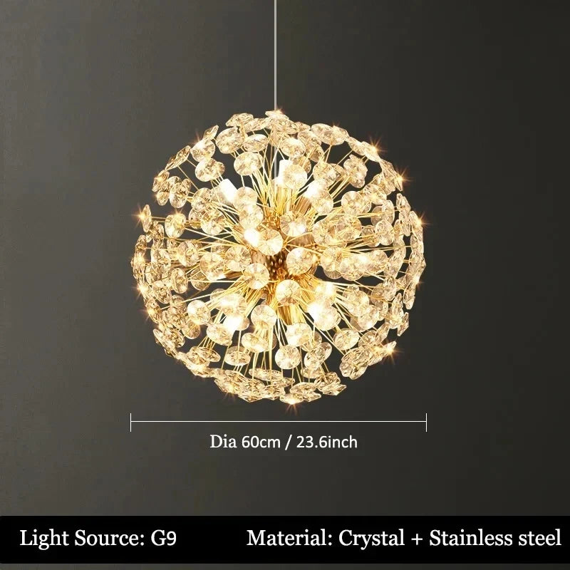 lustre led suspendu en cristal design moderne décoratif luxe 2024