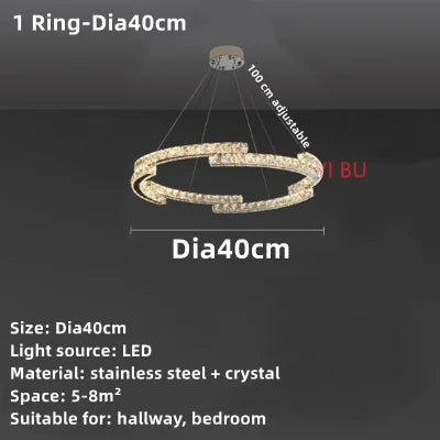 lustre nordique en cristal acier inoxydable miroir led intérieur