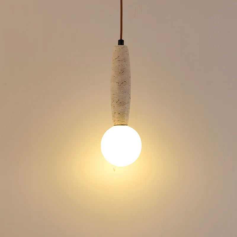 suspension rétro en pierre naturelle et verre vintage