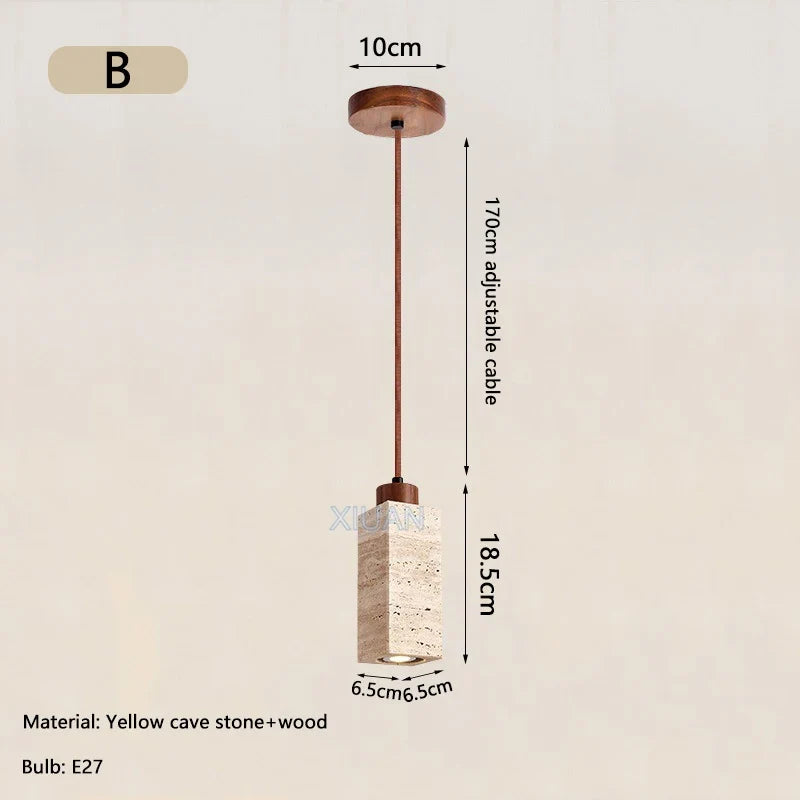 lustre led en pierre de grotte style wabi-sabi