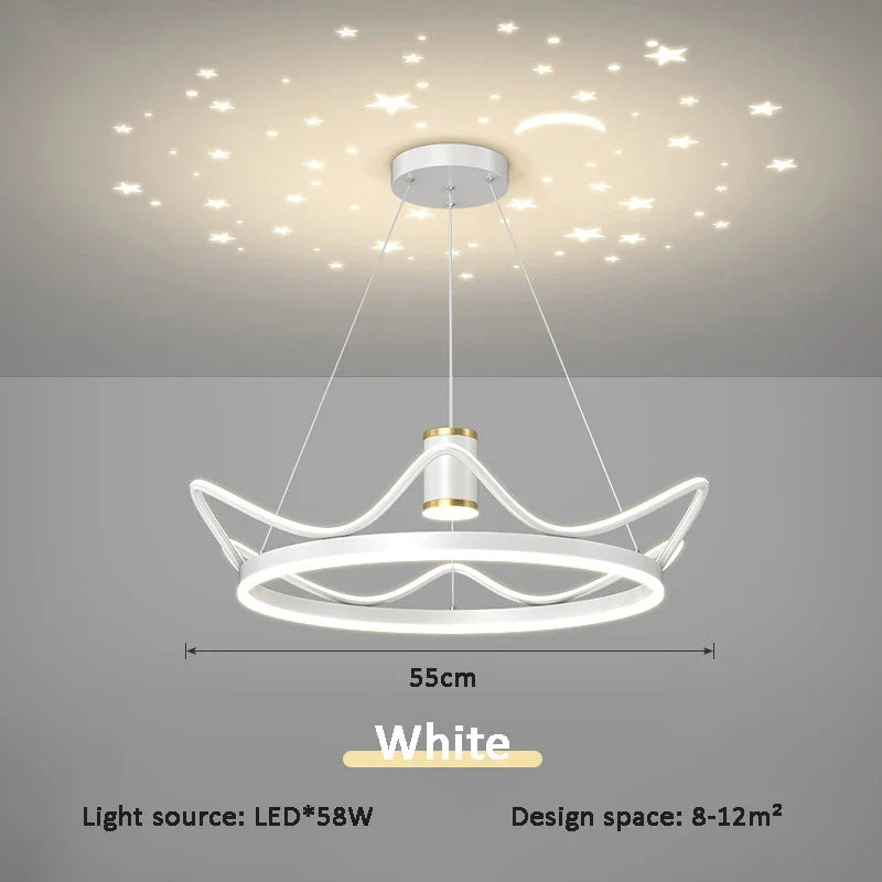 lustre moderne avec projection ciel étoilé pour chambre enfant