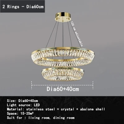 lustre moderne en cristal et cuivre trois couches éclairage intérieur