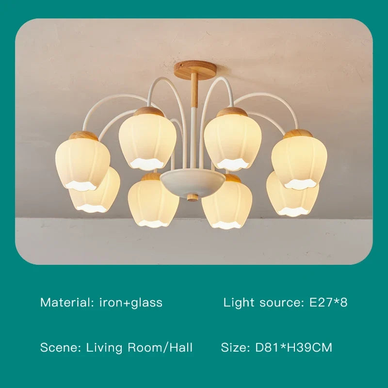 lustre à pétales en verre pour décoration intérieure kawaii