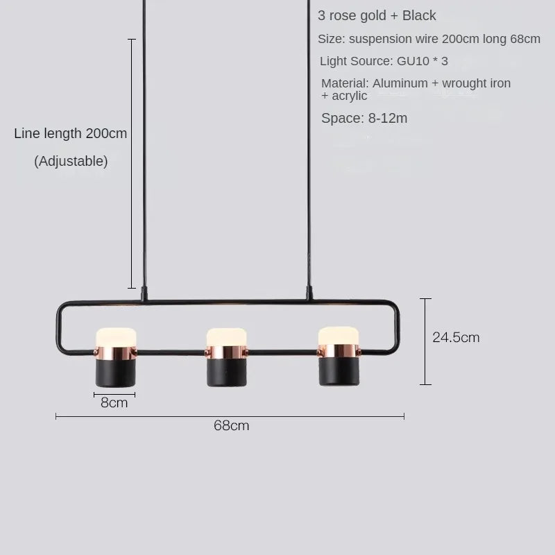 Nordic Designer Strip Restaurant Chandelier Minimalist Creative Bar Table Lamp, Bedroom Bedside Decoration Small GU10 Chandelier