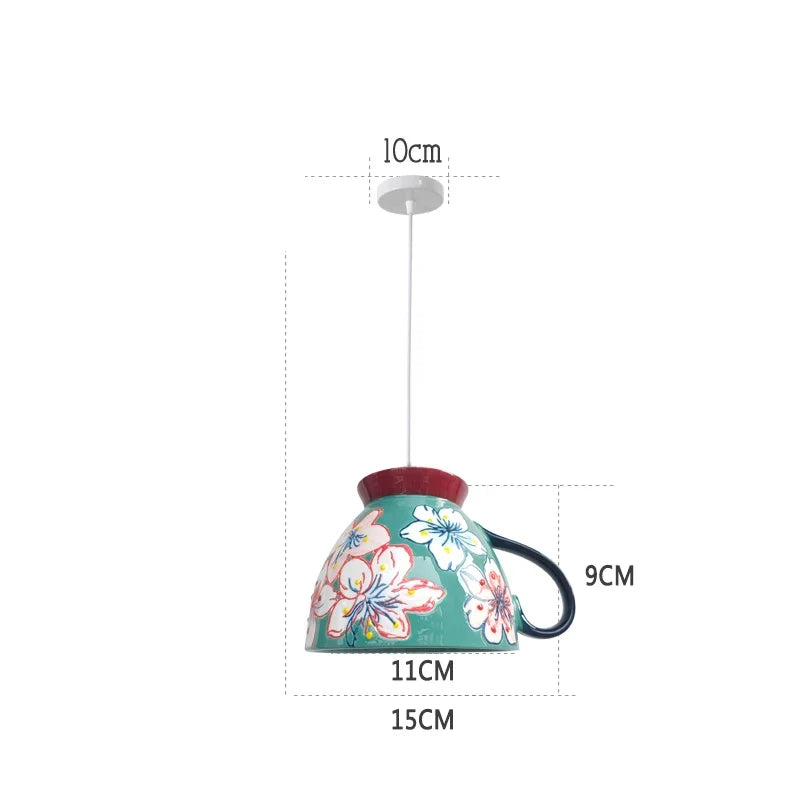 suspension en céramique design art thé éclairage led g4