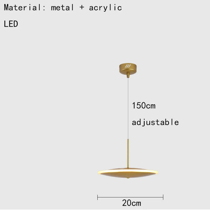 lampe led ronde en métal art déco avec fil réglable