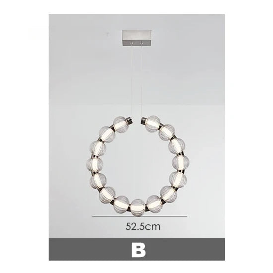 lustre led de luxe style collier de perles chromé