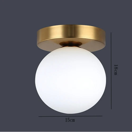Nordique Simple moderne rond boule de verre plafonnier salon éclairage couloir plafonnier chambre lampe lumière LED