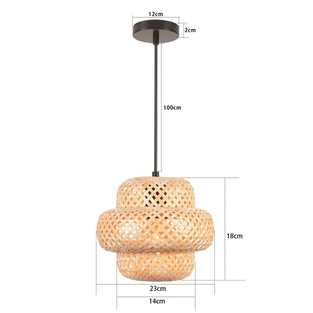 lustre tissé à la main en bambou avec led intégrée