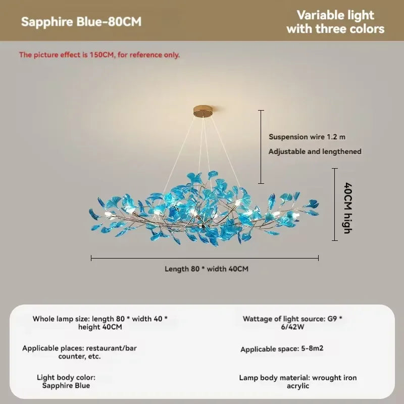 lustre romantique nordique artpad avec feuilles en acrylique pour la maison