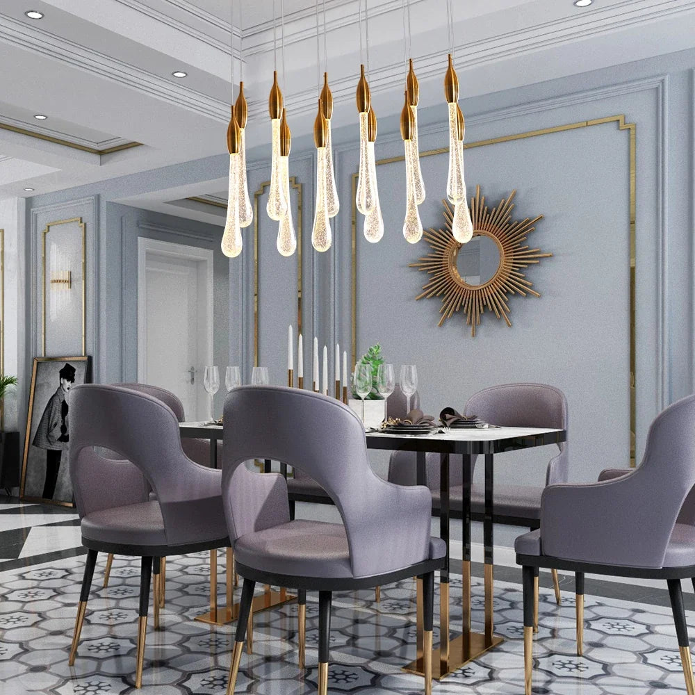 lustre led moderne en cristal pour grand escalier
