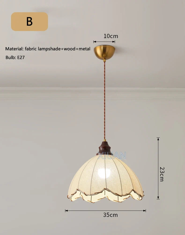 lustre suspendu rétro wabi-sabi en lin pour décoration médiévale