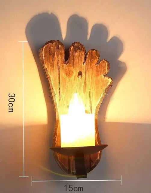 Applique murale LED industrielle rétro en bois