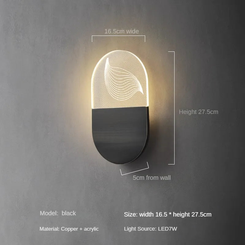 applique murale led minimaliste en cuivre pour intérieur élégant