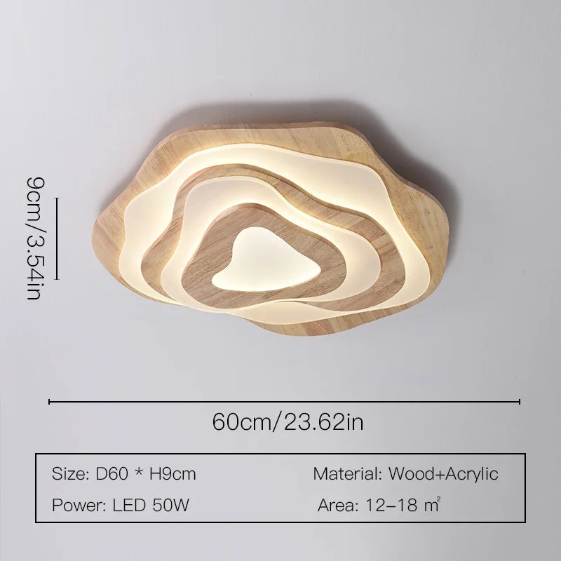 lustre led moderne en bois pour chalet loft intelligent