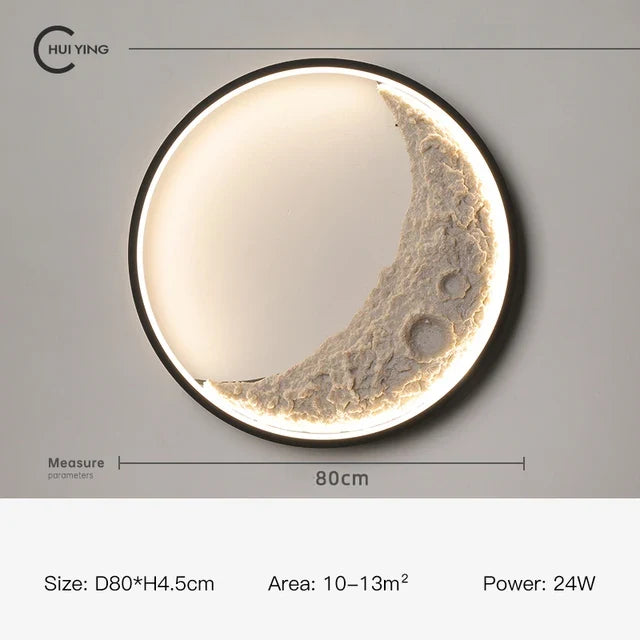 applique murale led en résine design nordique lune