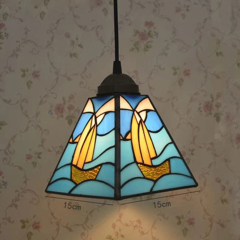 suspension créative voilier tiffany décoration intérieure méditerranéenne