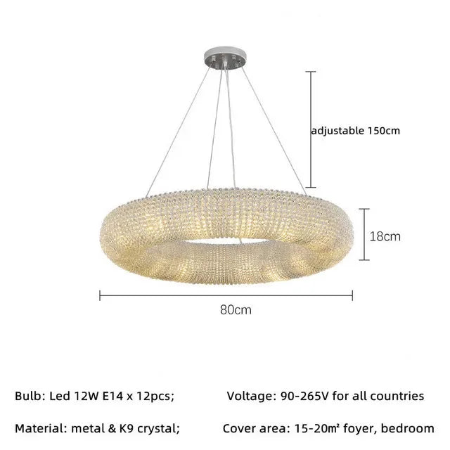 Modern Luxury Crystal Loft Chandelier Living Room Lustre Pendant Lamp Suspension Home Interior Decor Hanging Light Fixtures