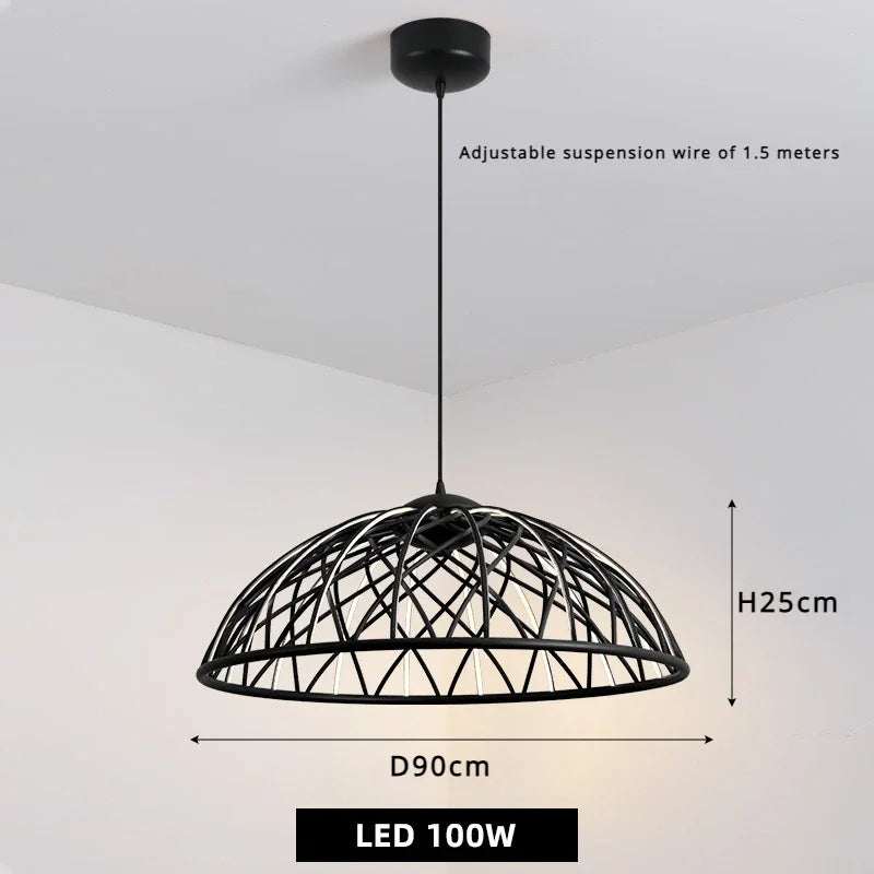 suspension moderne en corde tressée avec lumière led décorative