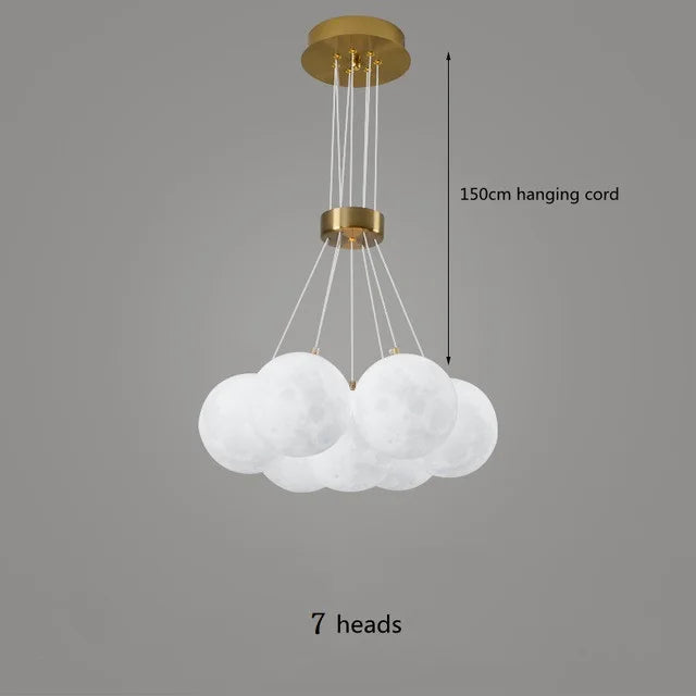 lustre nordique boule de verre planète lune imprimé en 3d éclairage créatif