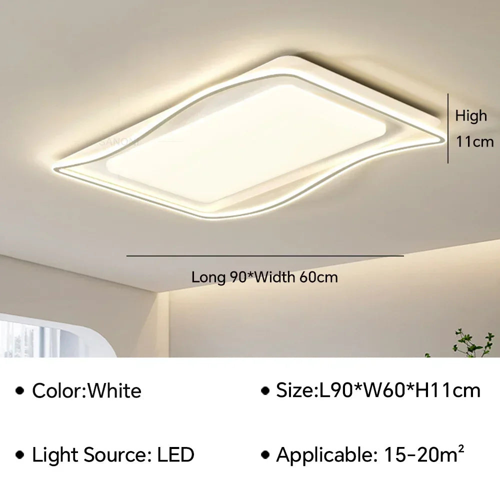 lustre moderne à leds pour décoration intérieure simple vague